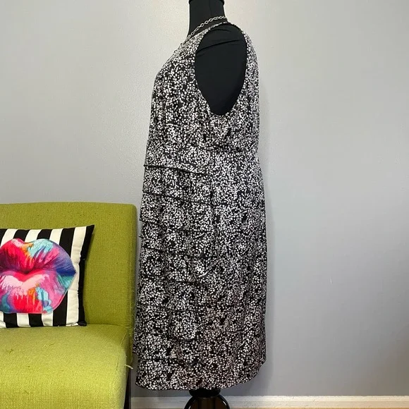 Lane Bryant Black Gray White Dot Ruffle Sheath Dress 28 - Picture 3 of 5